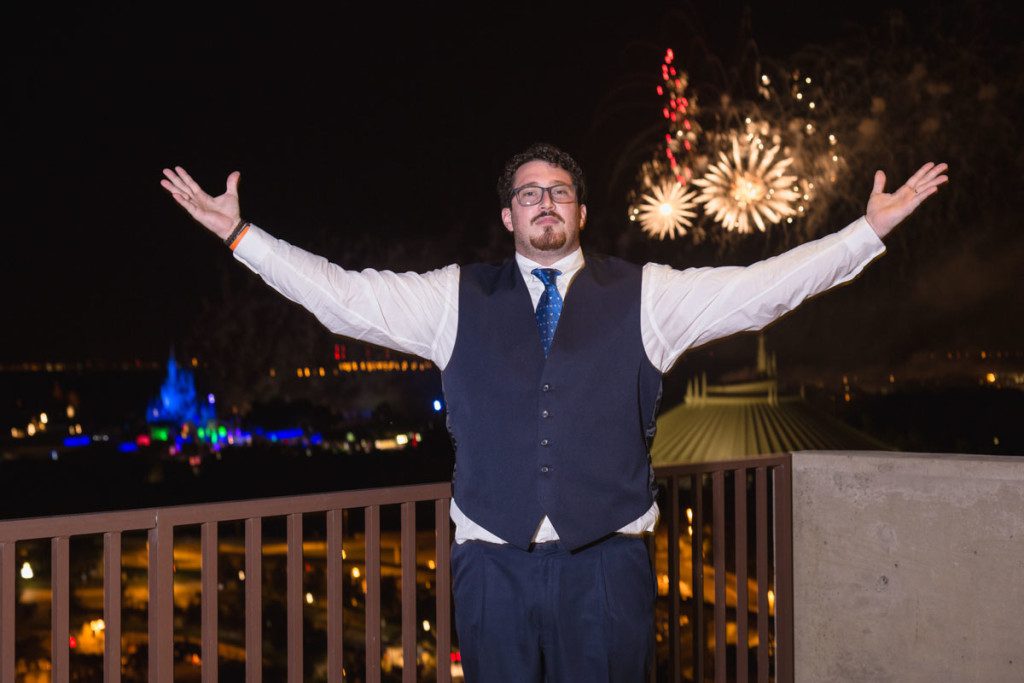 Disney fireworks wedding photography by top Orlando wedding photographer