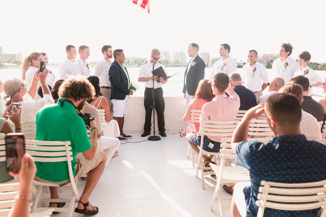 Orlando wedding photographer captures gay wedding in yacht dinner cruise boat