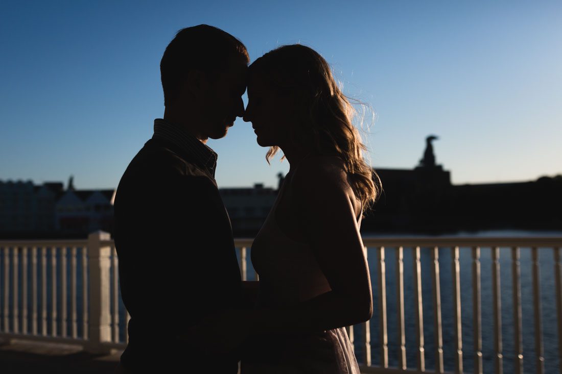 Playful engagement session at Disney's boardwalk by top Orlando wedding photographer