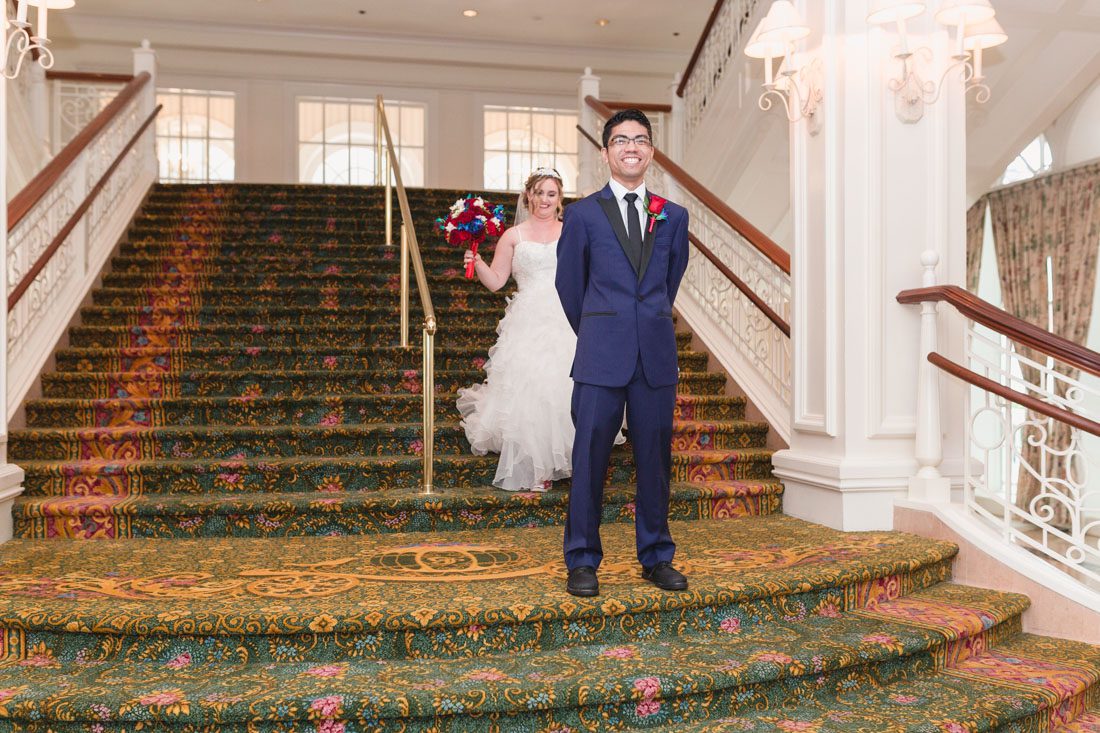 Orlando wedding photographer captures Beauty and the Beast themed Disney wedding at the pavilion and grand floridian