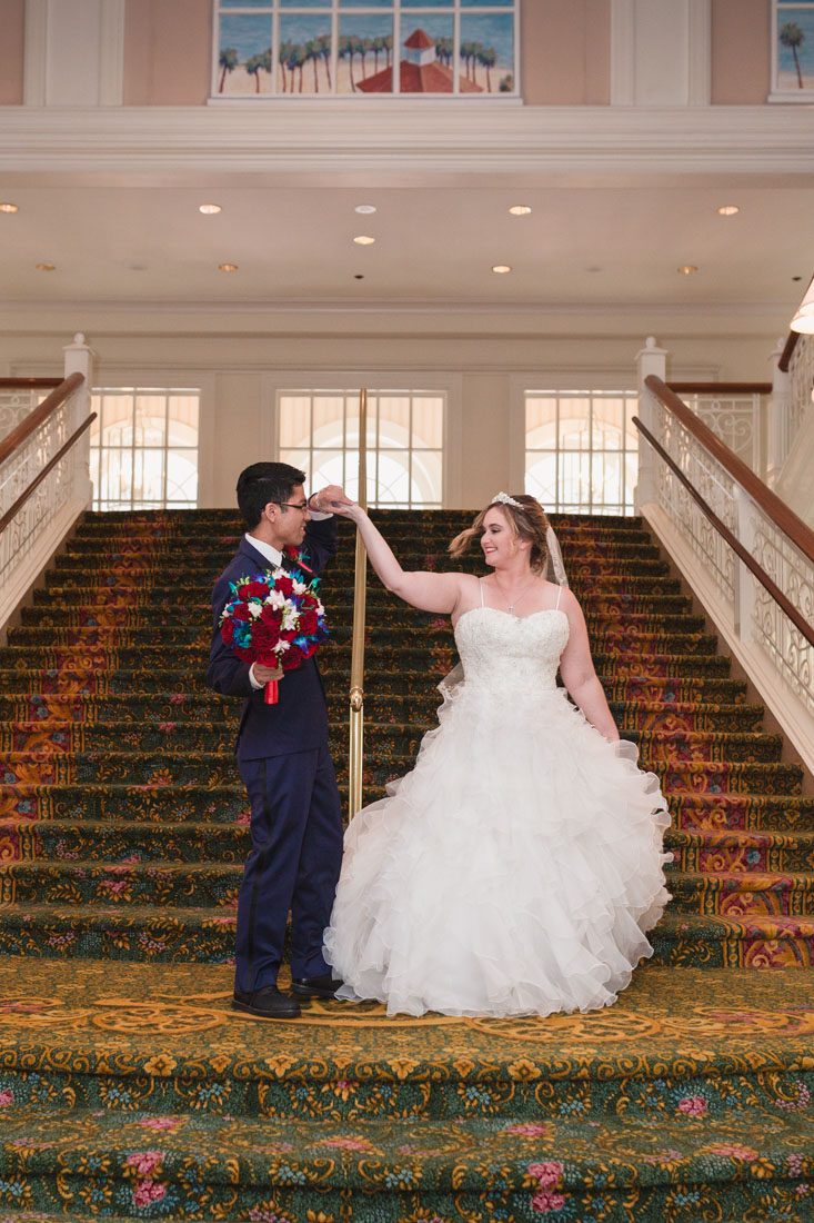 Orlando wedding photographer captures Beauty and the Beast themed Disney wedding at the pavilion and grand floridian
