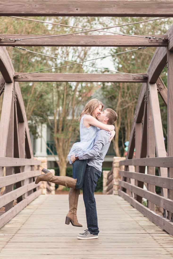 Playful and romantic engagement photography session at Disney's Port Orleans Riverside resort captured by top Orlando wedding photographer