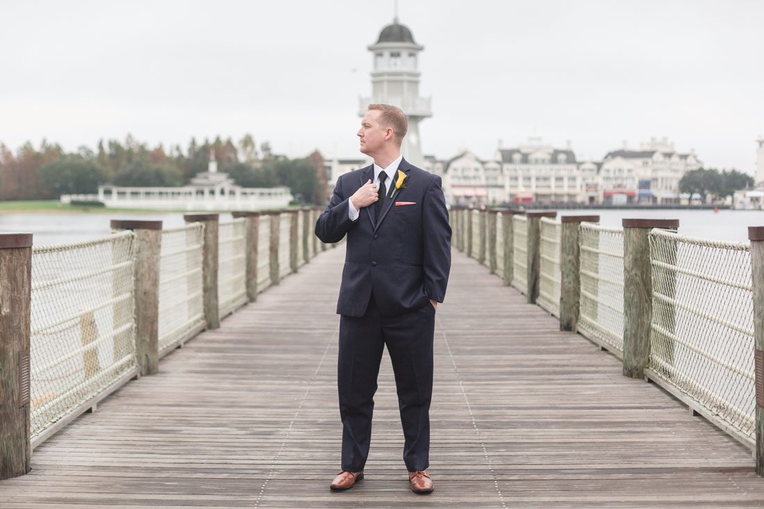 Disney wedding photography at Sea Breeze Point Boardwalk and Epcot park by top Orlando wedding photographer