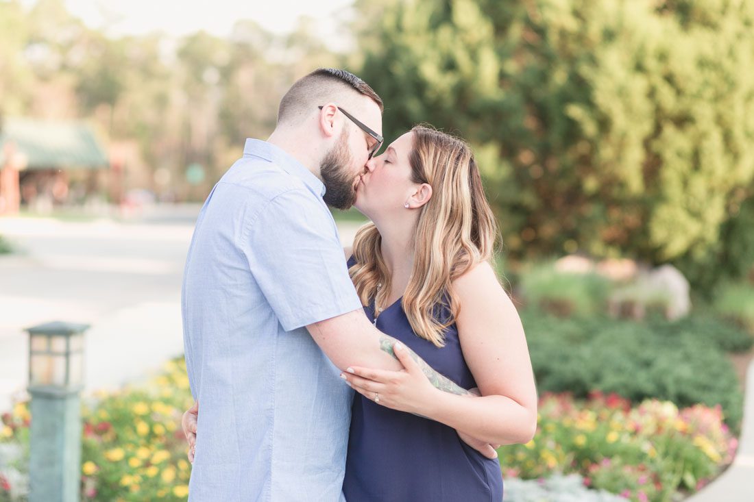 Romantic engagement photo taken at DIsney resort by Orlando wedding photographer