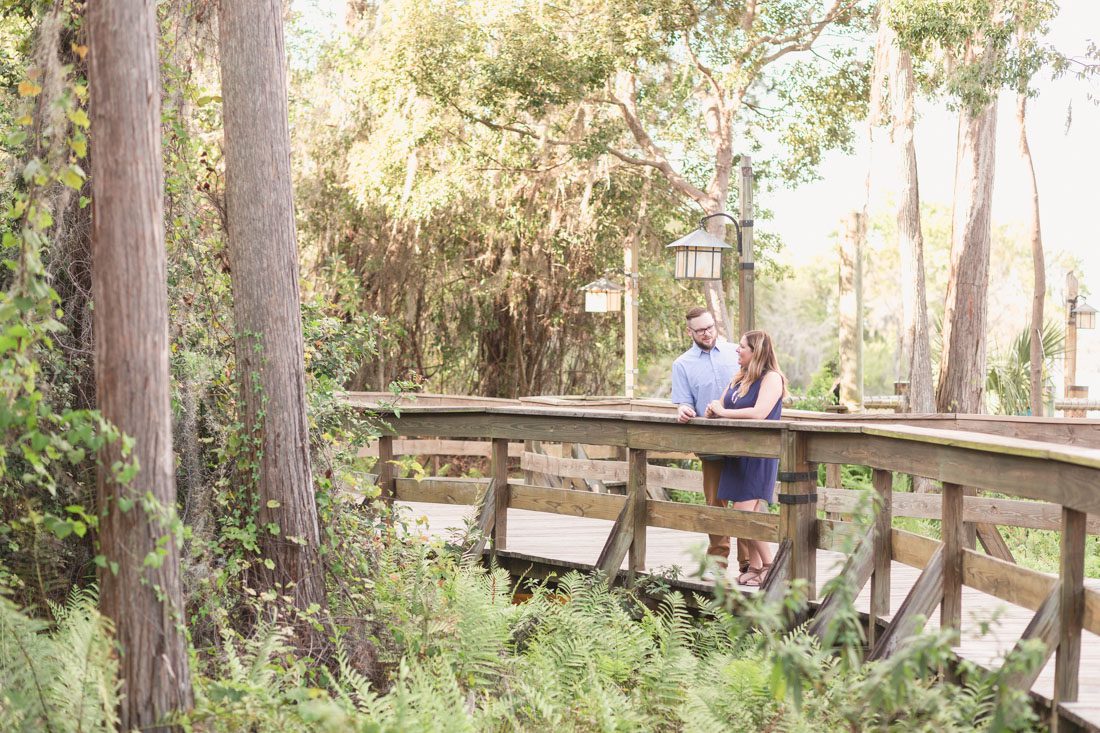 Scenic engagement photo taken at Wilderness Lodge at Disney by Orlando wedding photographer