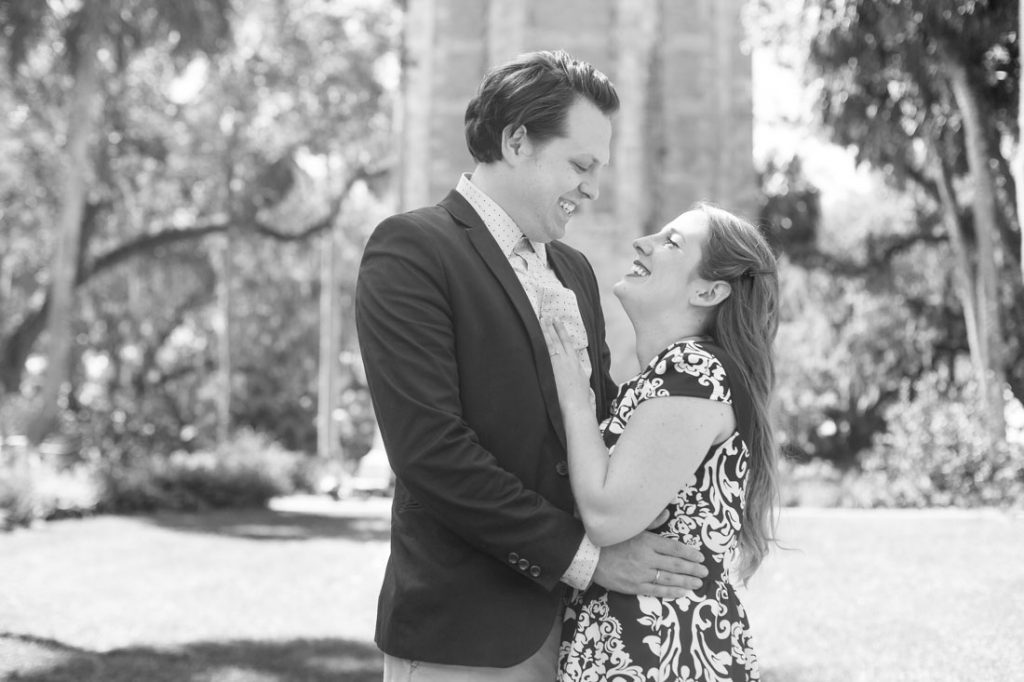 Engagement session in front of the Bok Tower south of Orlando by top wedding photographer