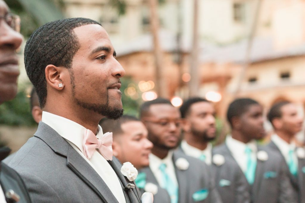 Groom sees his bride for the first time captured by Orlando wedding photographer