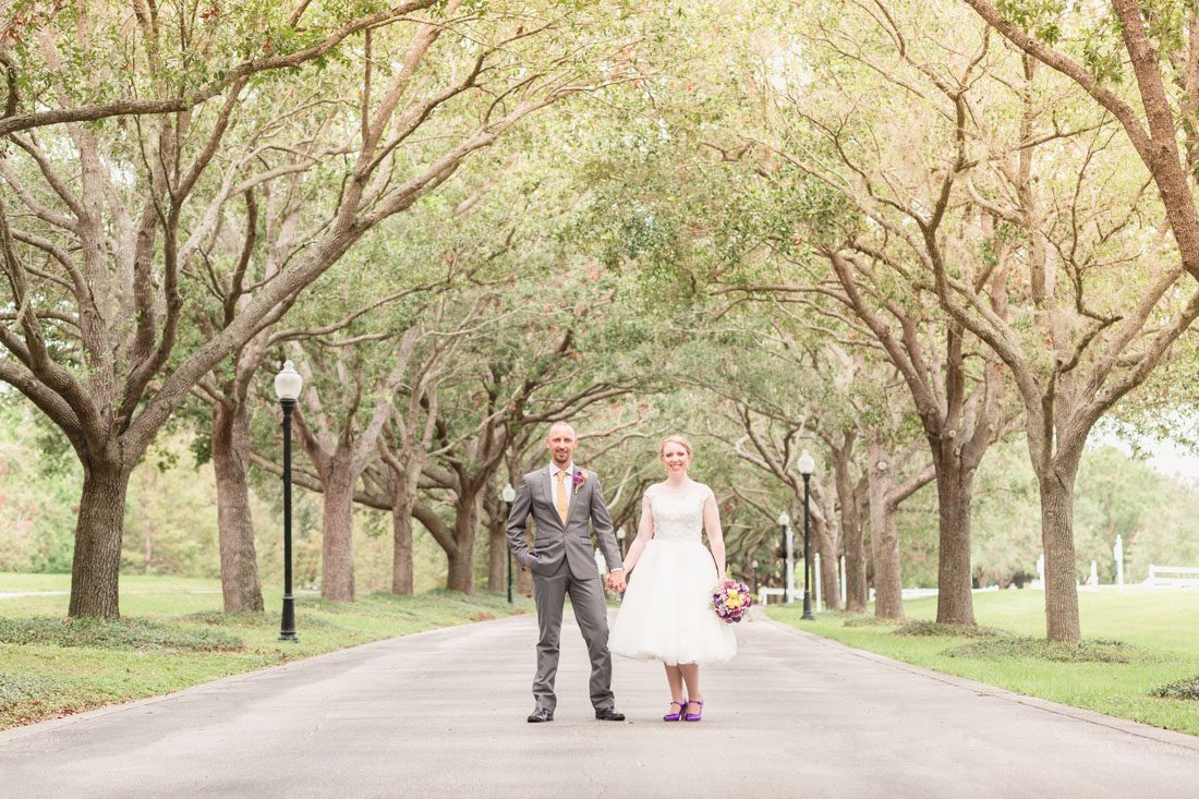 Orlando wedding photographer captures portraits of the newlyweds at Cypress Grove Estate House Park in Central Florida