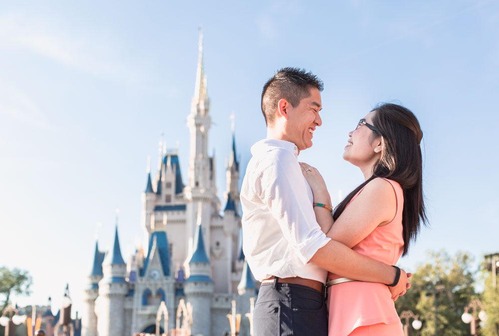Engagement photography session at Disney's Magic Kingdom park by top Orlando photographer