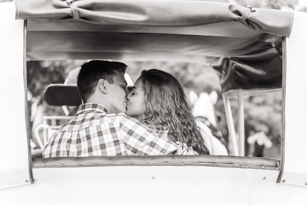 Orlando Engagement photography session at Disney Port Orleans Riverside with a horse and carriage 
