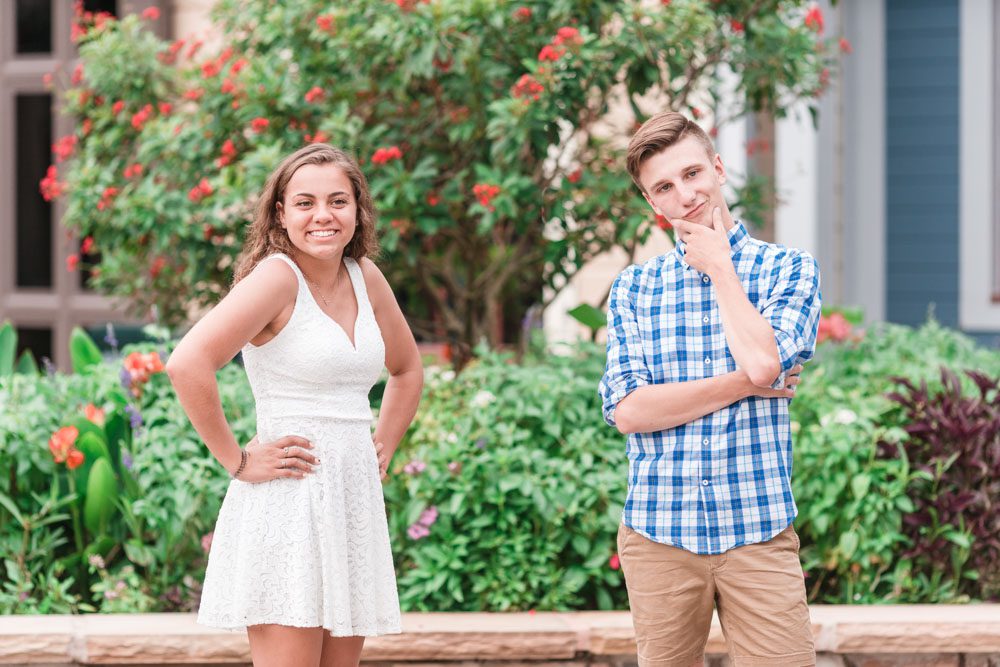 Playfun and fun engagement photo at Disney resort captured by top Orlando wedding photographer