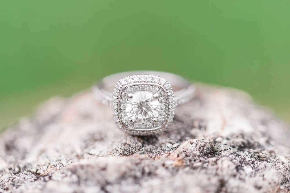 Close up of the engagement ring during a surprise proposal at a Disney resort in Orlando