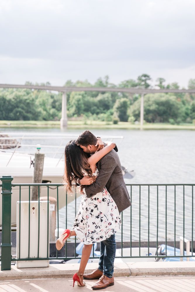 Surprise proposal in Orlando at a disney resort by the yacht