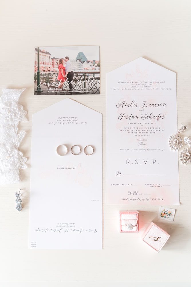 Beautiful invitation suite with bridal details captured by top Orlando wedding photographer