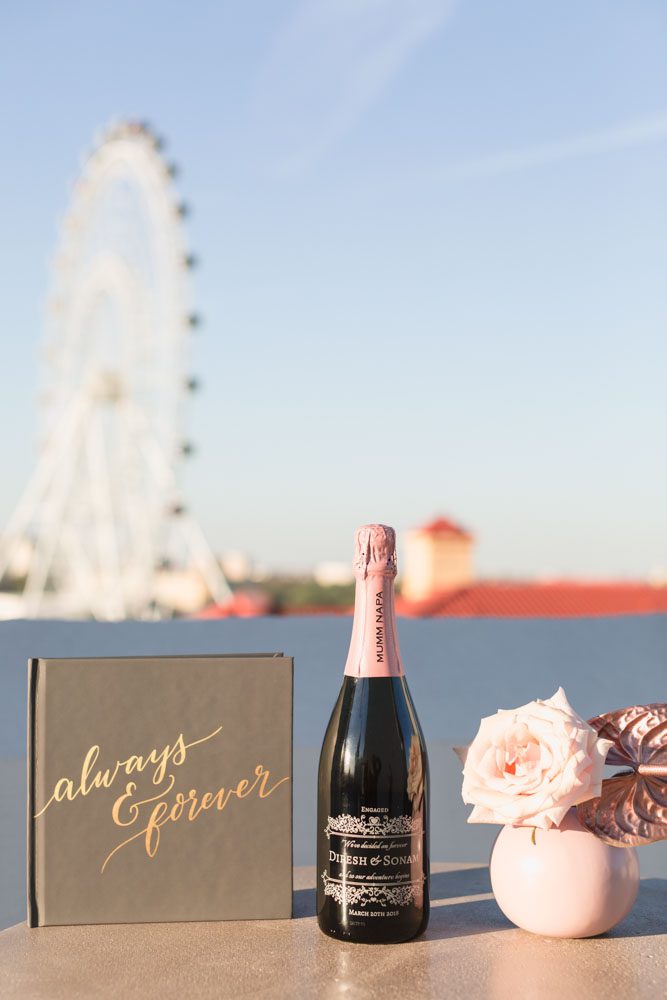 Romantic sunset surprise proposal on a rooftop in Orlando, Florida