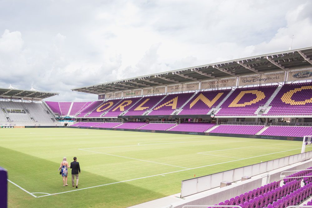 Surprise proposal at the Orlando City Soccer stadium in downtown Orlando Florida