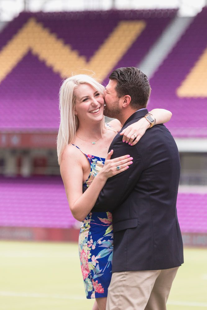 Surprise proposal at the Orlando City Soccer stadium in downtown Orlando Florida
