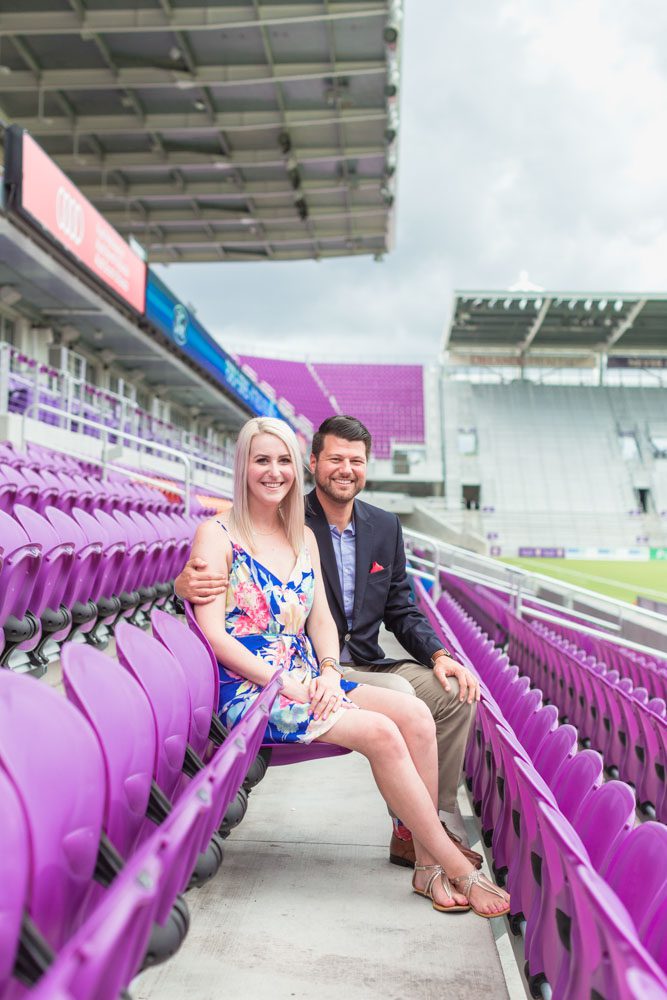 Engagement photography session at the Orlando City Soccer MLS stadium captured by top Orlando photographer