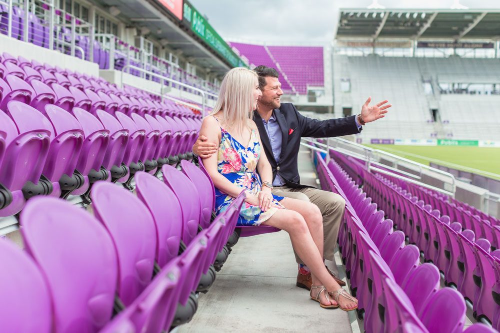 Engagement photography session at the Orlando City Soccer MLS stadium captured by top Orlando photographer